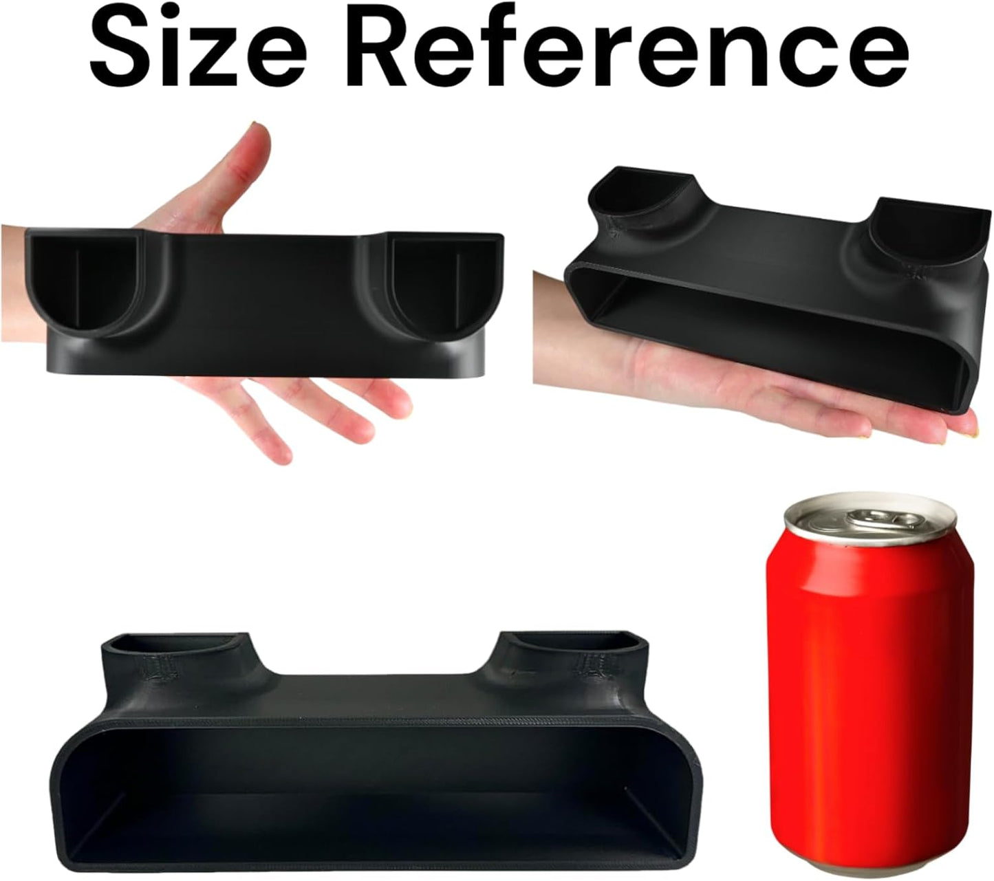 Black aquarium underground cave tunnel size reference with human hand and soda can. 