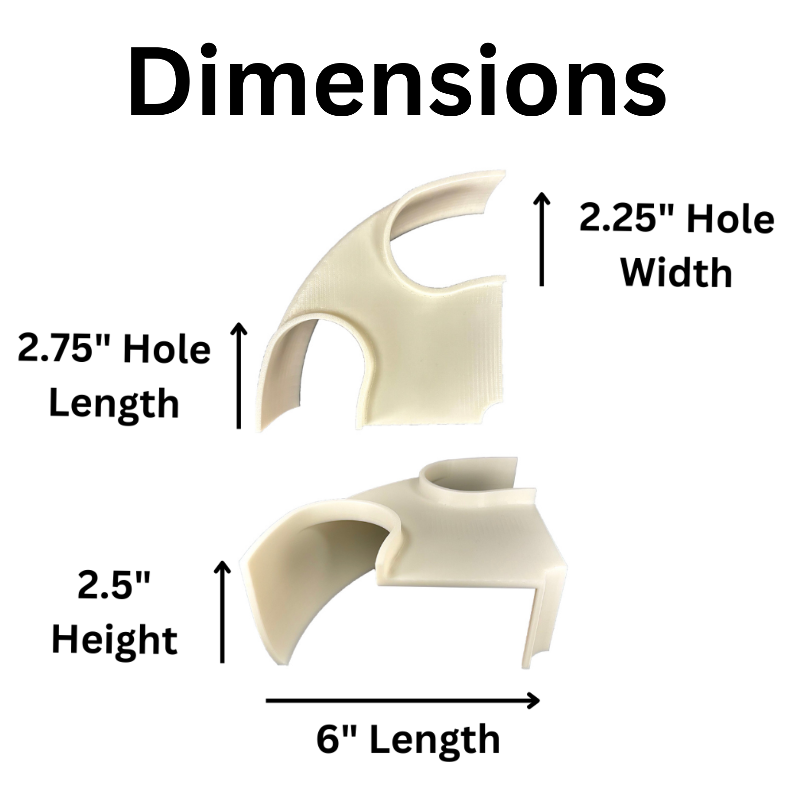 White aquarium corner cave size dimensions including hole width, hole length, cave height and cave length. 