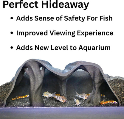 Aquarium underground tree cave hideaway that is perfect for adding sense of safety for fish, improving viewing experience, and adding new level to aquarium.