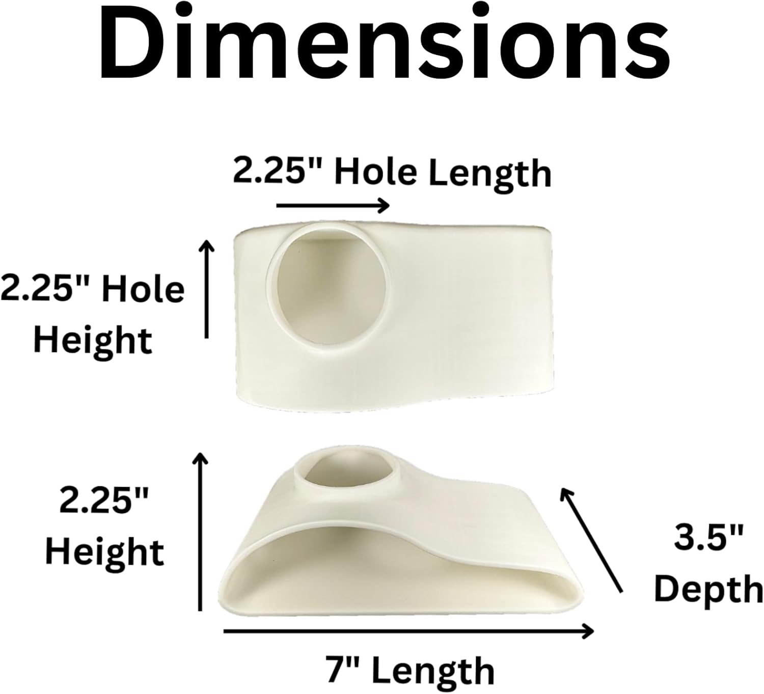 White aquarium underground single hole natural cave dimensions including hole length, hole height, cave length and cave depth.