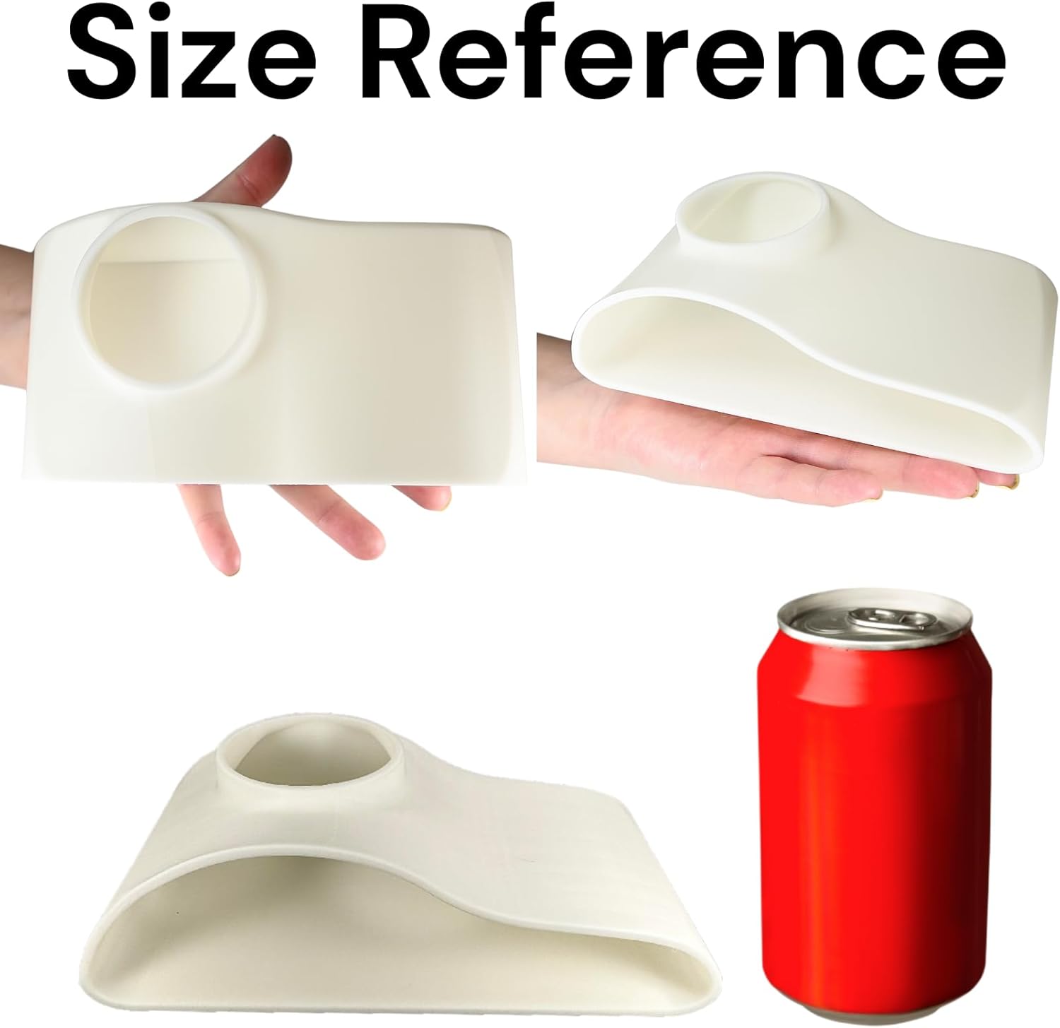 White aquarium underground natural curve single hole cave size reference comparison to a human hand and soda can.