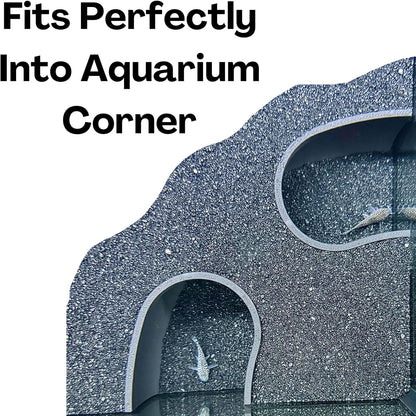The black aquarium underground two hole corner cave fits perfectly into aquarium corner. 
