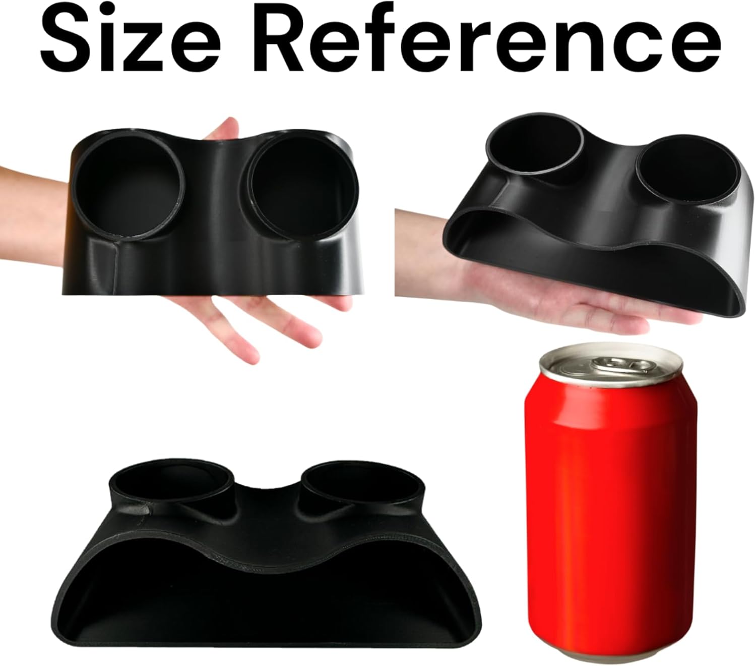 Black aquarium underground natural curve tunnel cave size reference in comparison to a human hand and a soda can.