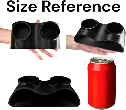 Black aquarium underground natural curve tunnel cave size reference in comparison to a human hand and a soda can.