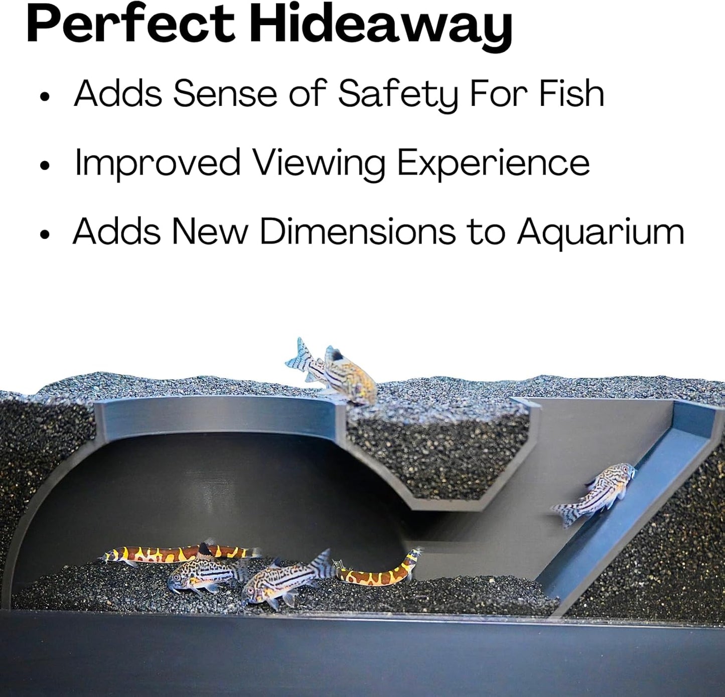 The black aquarium underground dome tunnel cave is the perfect hideaway for your fish. It adds a sense of safety for fish, improves viewing experience, and adds new dimensions to aquarium.