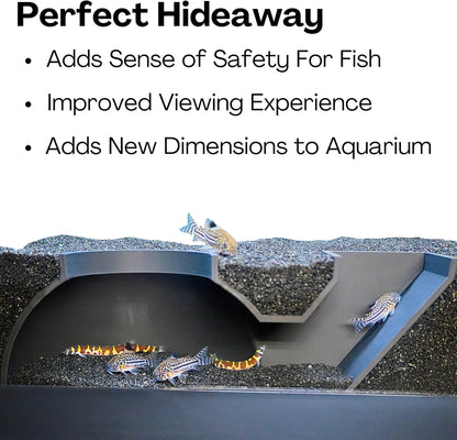 The black aquarium underground dome tunnel cave is the perfect hideaway for your fish. It adds a sense of safety for fish, improves viewing experience, and adds new dimensions to aquarium.