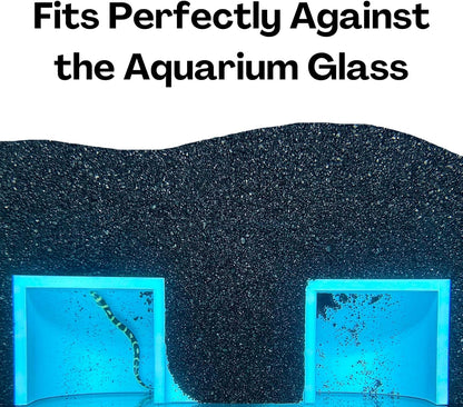 Blue betta underground hideout tunnel cave fits perfectly against the aquarium glass. 