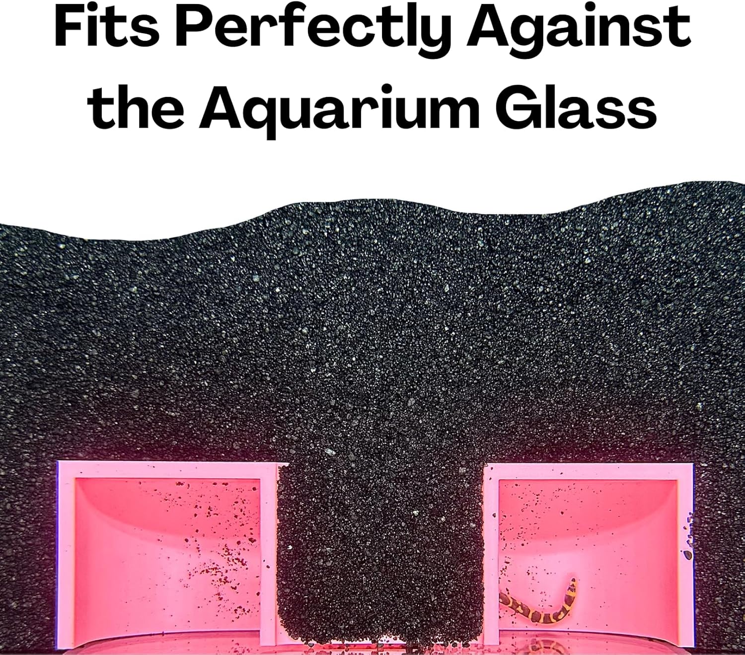 Pink betta underground hideout tunnel cave fits perfectly against the aquarium glass. 
