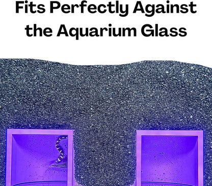 Purple betta underground hideout tunnel cave fits perfectly against the aquarium glass. 