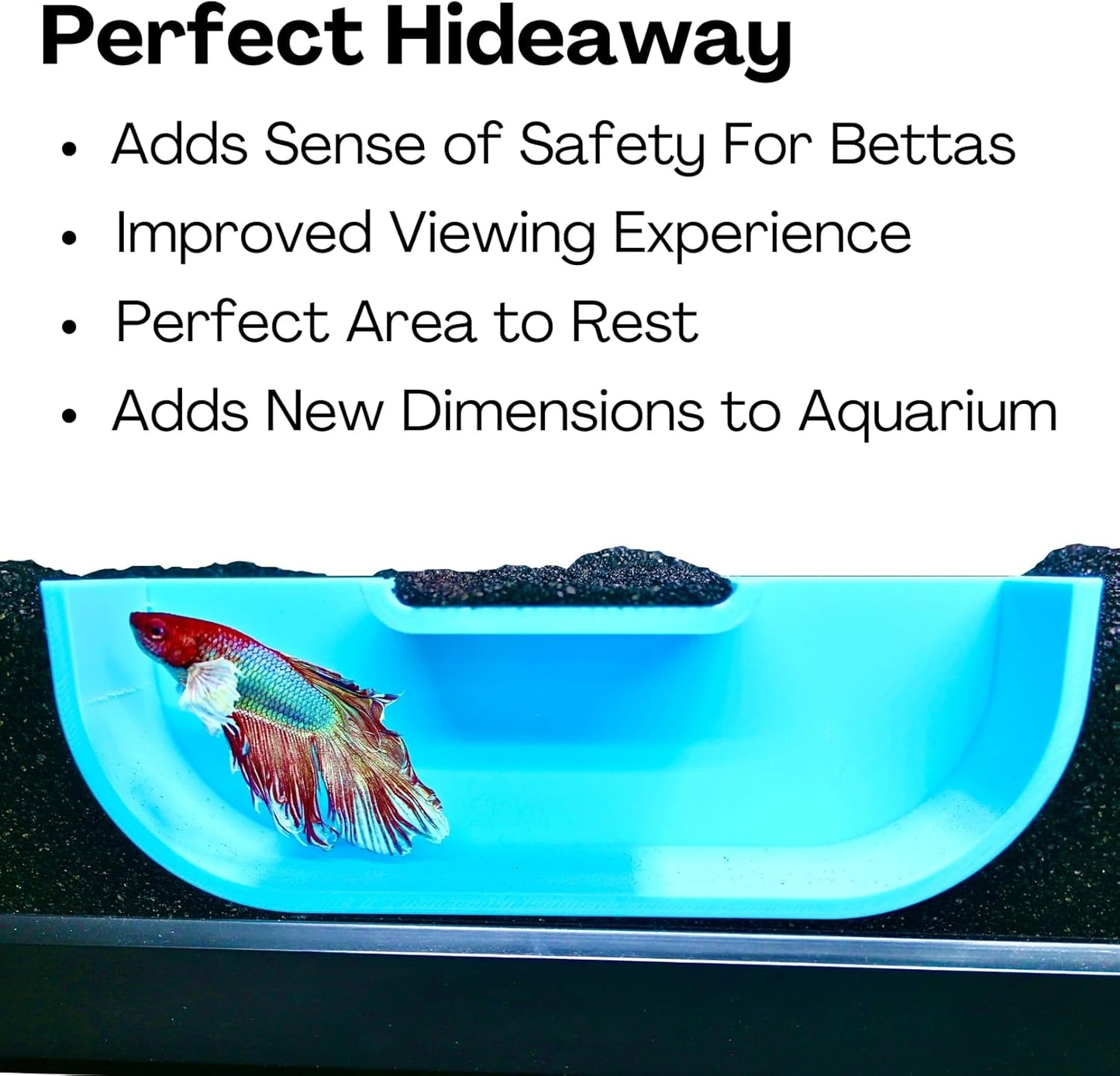The blue betta underground tunnel cave is the perfect hideaway for your betta fish. It adds a sense of safety for betas, improves the viewing experience, perfect area to rest, and adds new dimensions to aquarium.