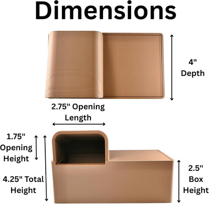Dimensions for reptile hideout cave with measurements on the image