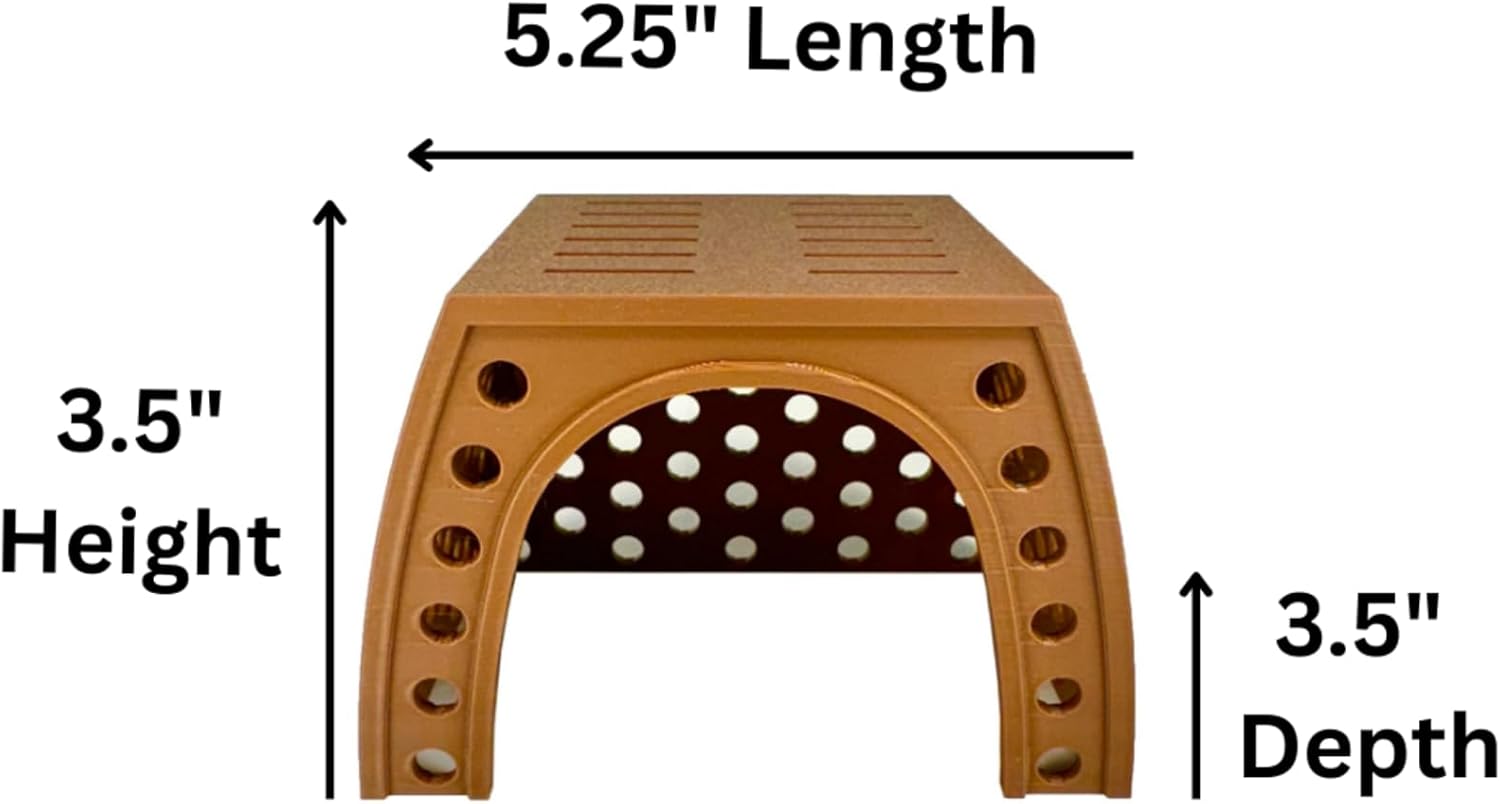 Hermit crab climbing hideout hut dimensions including length, height, and depth.