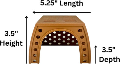 Hermit crab climbing hideout hut dimensions including length, height, and depth.