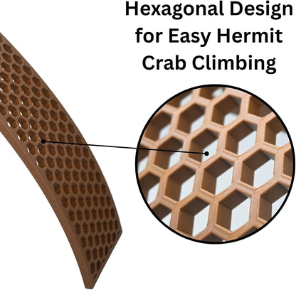 Hexagonal design on hermit crab ladder ramp for easy hermit crab climbing.