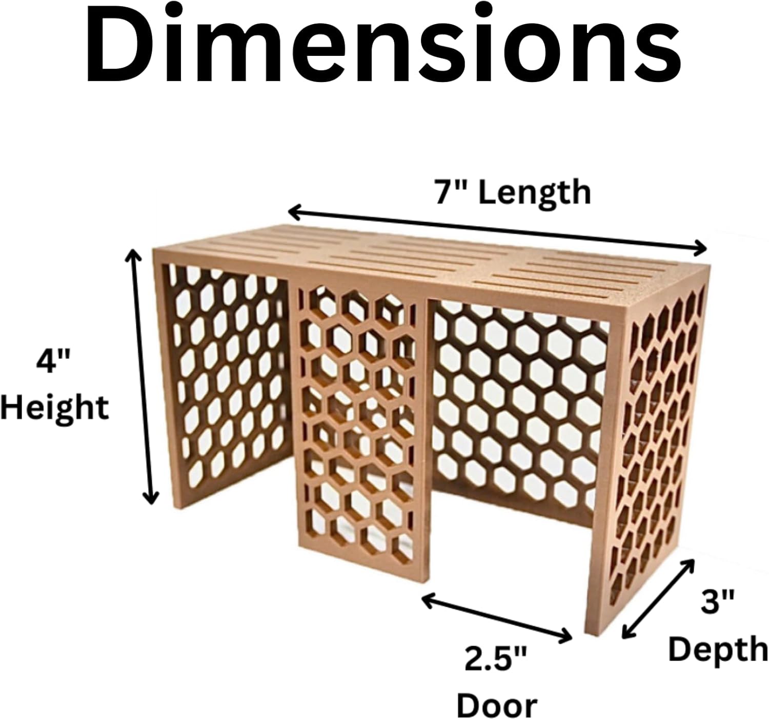 Hermit crab climbing toy stand dimensions including length, height, depth and door width. 