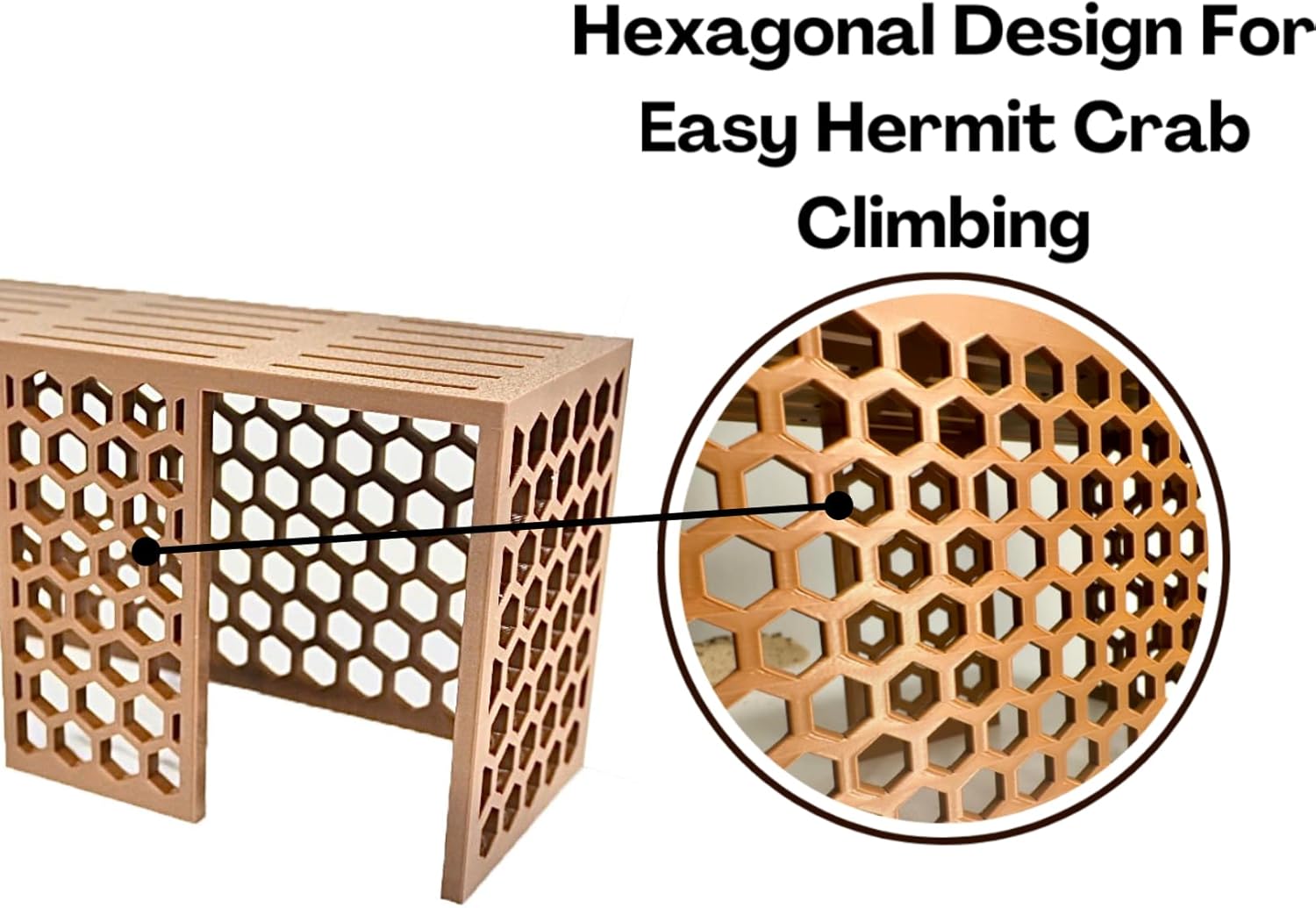 Hermit crab climbing toy stand has a hexagonal design for easy hermit crab climbing.