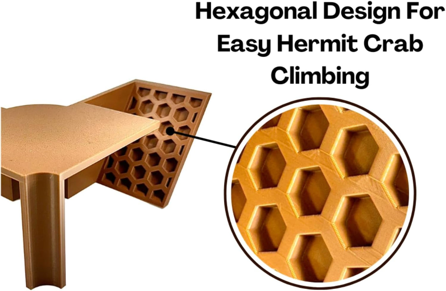 Hermit crab underground corner tunnel cave has a hexagonal design for easy hermit crab climbing. 