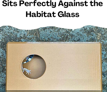 The reptile against glass viewing hide sits perfectly against the habitat glass.