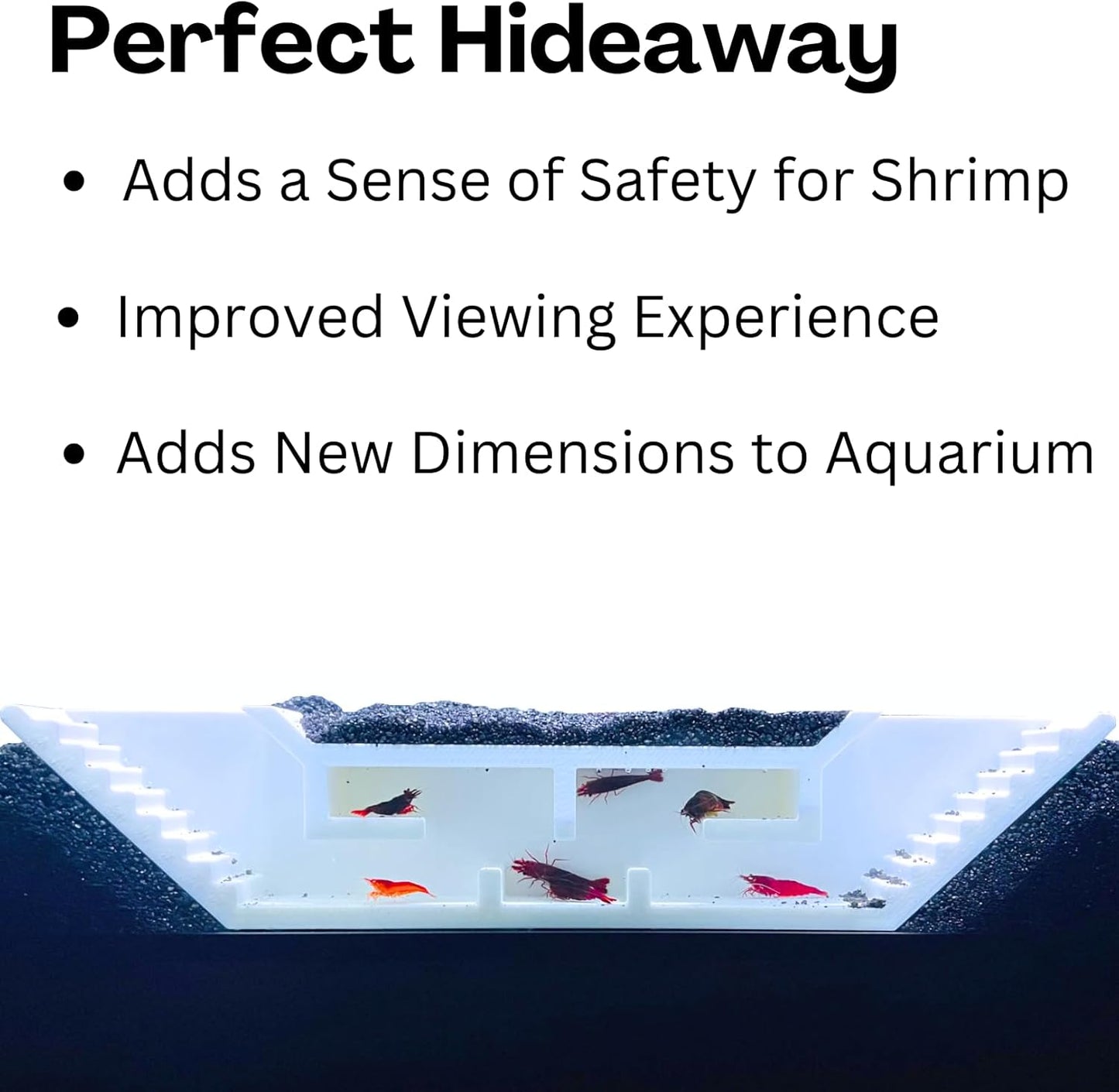 The white shrimp cave underground maze tunnel is the perfect hideaway. It adds a sense of safety for shrimp, improves the viewing experience, and adds new dimensions to aquarium.