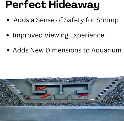 The shrimp cave underground maze tunnel is the perfect hideaway. It adds a sense of safety for shrimp, improves the viewing experience, and adds new dimensions to aquarium.