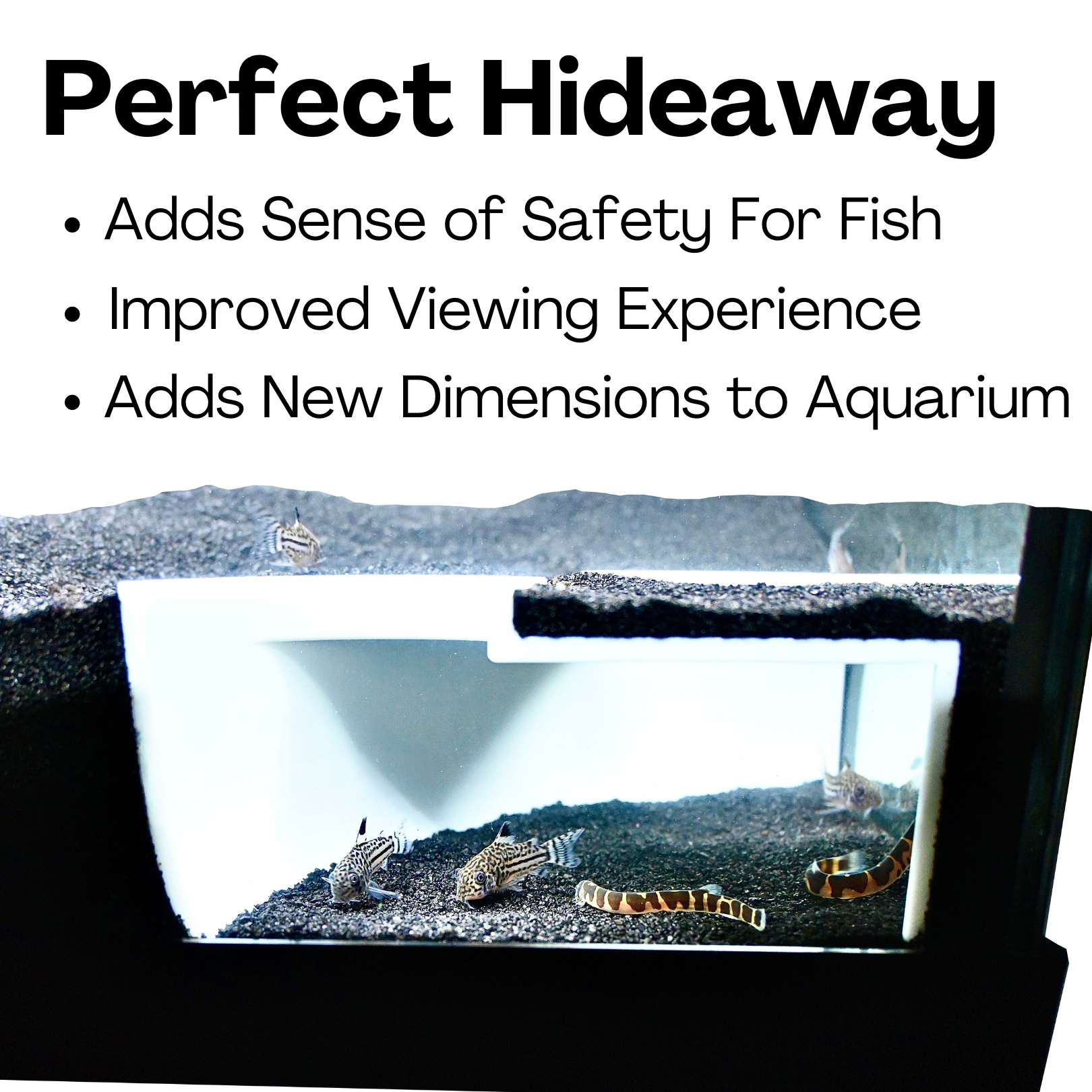 White aquarium underground corner cave is the perfect hideaway for your fish. It adds a sense of safety for fish, improves the viewing experience, and adds new dimensions to aquarium.