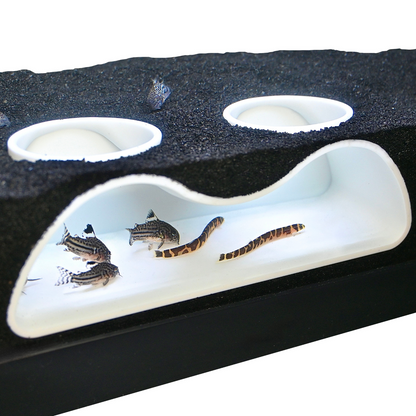 White Aquarium Underground Cave Decor hide perfect for many fish tank fish like bettas, cory catfish, corydoras and other small fish