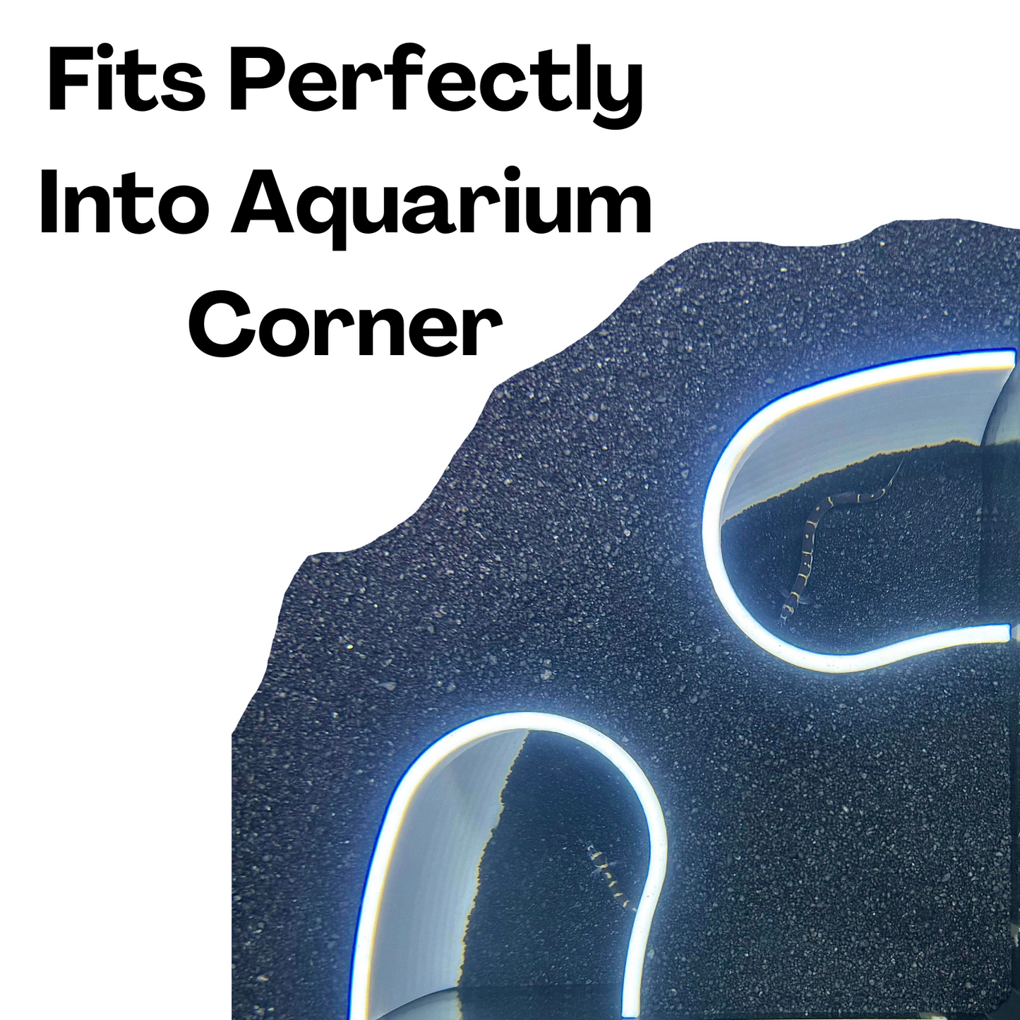 White aquarium two hole corner cave fits perfectly into the aquarium corner. 